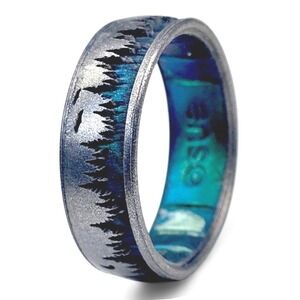 Enso Rings Etched Silicone Ring - Woodland - Size 7